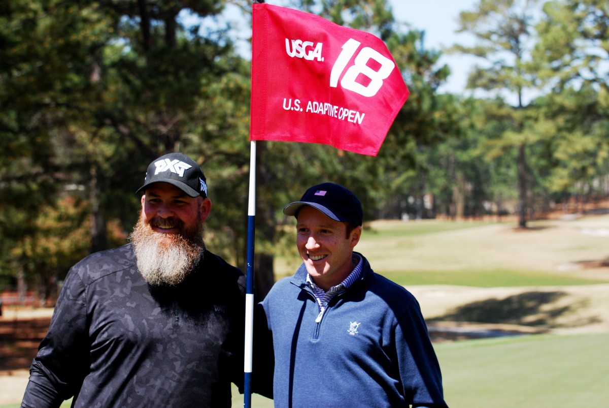 Chad Pfeifer, left, who lost his left leg above the knee, and Chris Biggins, who was born with cerebral palsy, will attempt to qualify for the U.S. Adaptive Open.
